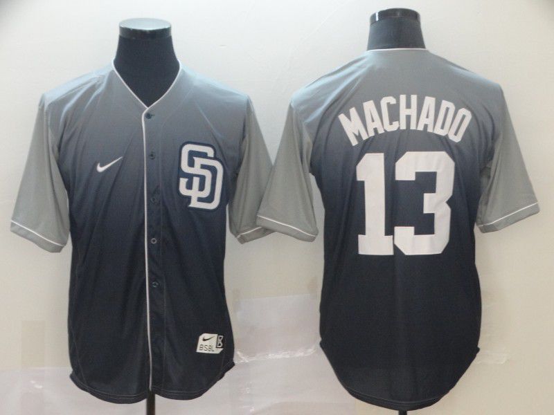 Men San Diego Padres #13 Machado Grey Nike Fade MLB Jersey